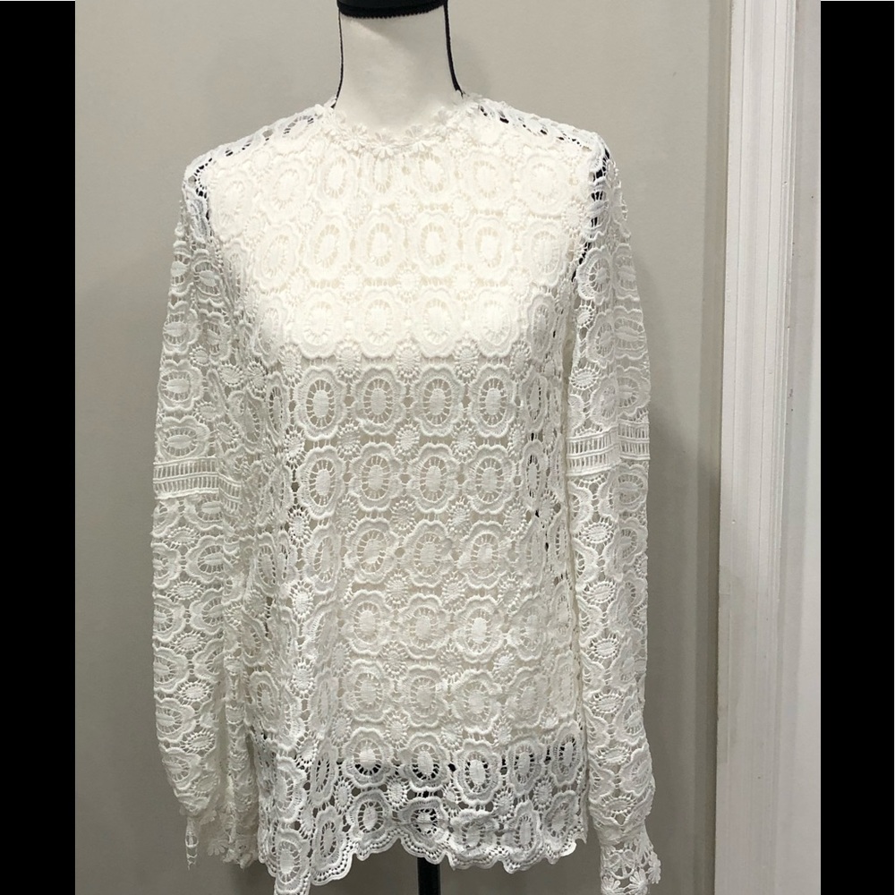 White Crochet Detail Blouse.  Size S/M.